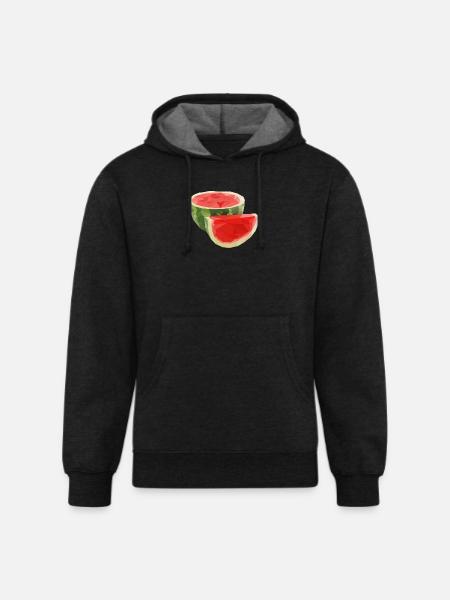 lowpoly watermelon fruit - Unisex Organic Hoodie - charcoal grey
