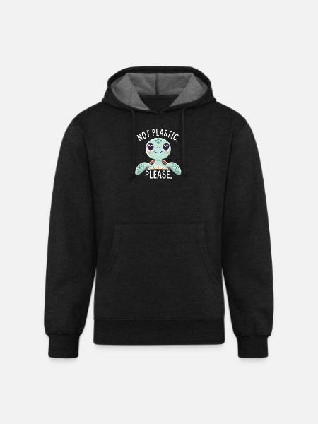 Not Plastic, Please - Unisex Organic Hoodie - charcoal grey