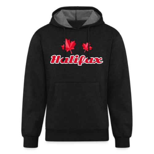 Halifax with two red maple leaves - Unisex Organic Hoodie