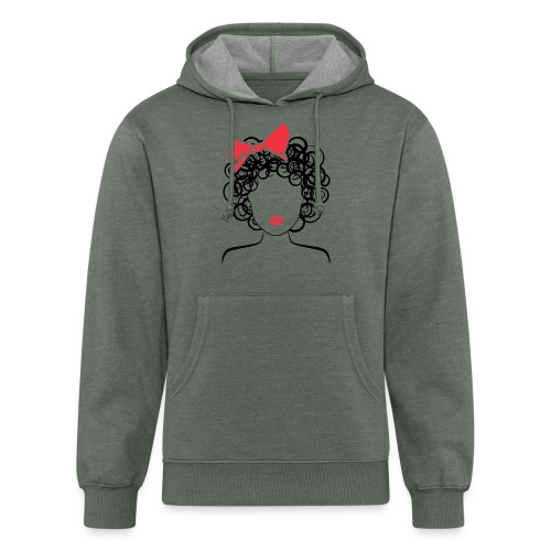 Coily Girl with Red Bow_Global Couture_logo Long S - Unisex Organic Hoodie
