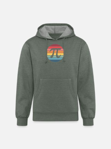 Retro Sunset Pi Emblem - Unisex Organic Hoodie - heather military green