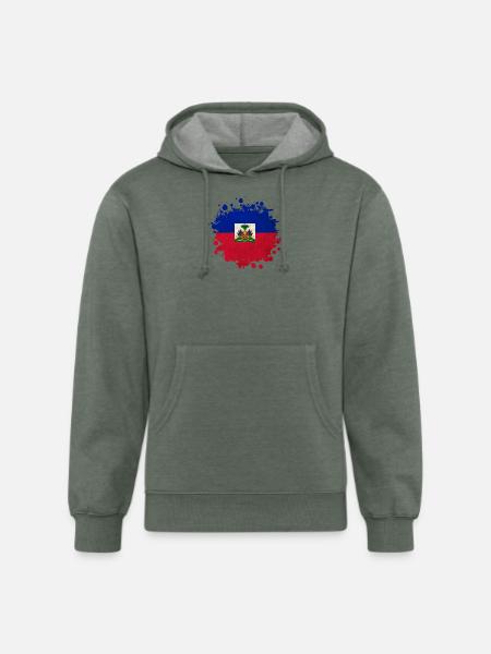 Haiti flags blob - Unisex Organic Hoodie - heather military green