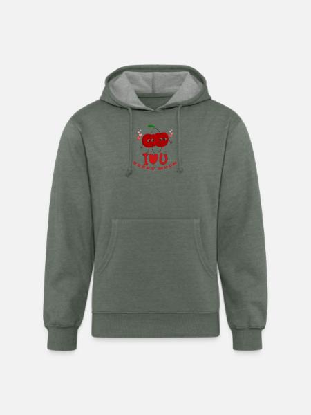 Berry Love Duo - Unisex Organic Hoodie - heather military green
