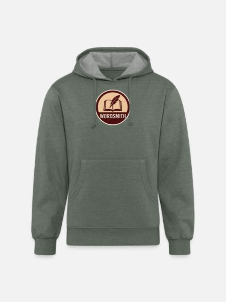Wordsmith Quill Open Book - Unisex Organic Hoodie - heather military green