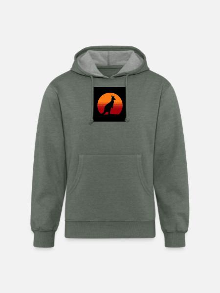Sunrise Kangaroo Spirit - Unisex Organic Hoodie - heather military green