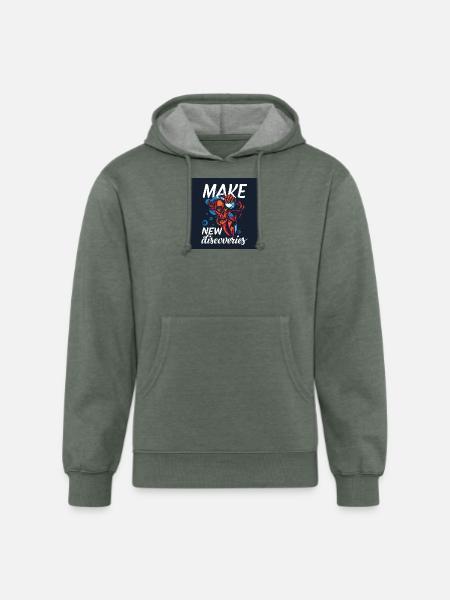 Make New Discoveries Skull Dive - Unisex Organic Hoodie - heather military green