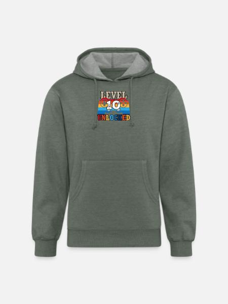 Level 10 Unlocked - Unisex Organic Hoodie - heather military green
