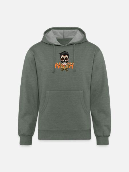 Sugar Skull Gunslinger Tee - Unisex Organic Hoodie - heather military green