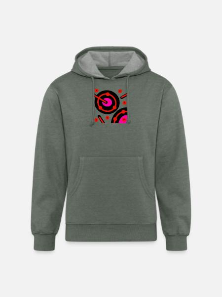 Neon Orbit Circuit - Unisex Organic Hoodie - heather military green