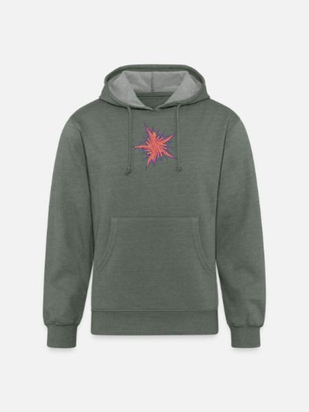 Cosmic Blossom – Fractal Art - Unisex Organic Hoodie - heather military green