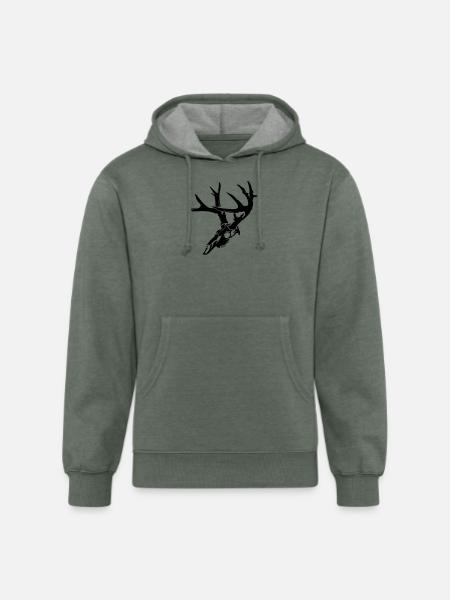 Deer Skull - Unisex Organic Hoodie - heather military green