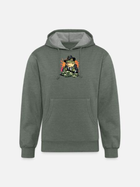 Exaggerated Expression Vector Illustration - Unisex Organic Hoodie - heather military green