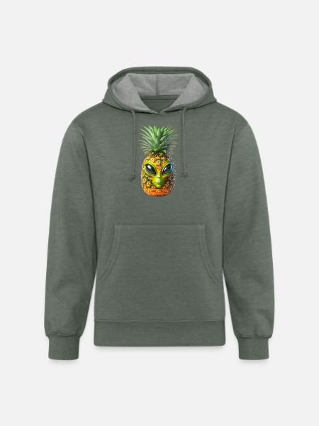 Alien Pineapple - Unisex Organic Hoodie - heather military green
