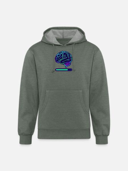 Neon Brain Progress Bar - Unisex Organic Hoodie - heather military green