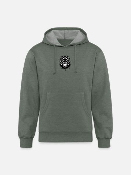 Gorilla DJ - Unisex Organic Hoodie - heather military green