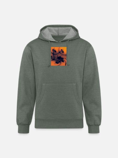 Fractal Flame Swirl - Unisex Organic Hoodie - heather military green