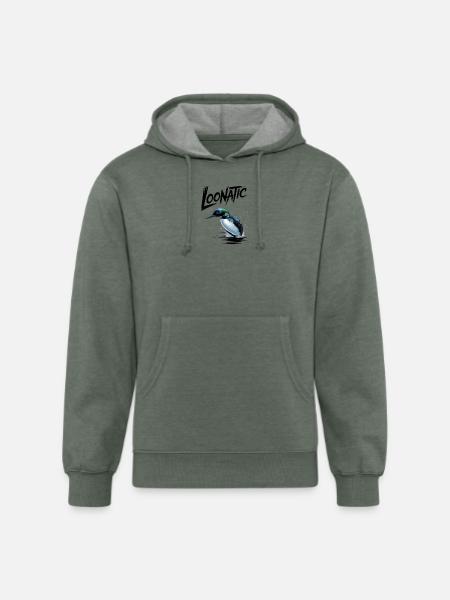 Loonatic Splash Loon Illustration - Unisex Organic Hoodie - heather military green