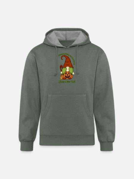 Gnome-O-Ween Pumpkin Witch Pun - Unisex Organic Hoodie - heather military green