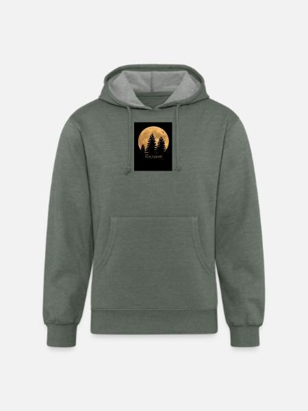Moonlit Pines Silhouette - Unisex Organic Hoodie - heather military green