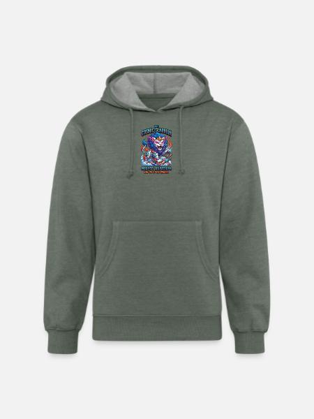 Cosmic Singha Mighty Kaiju Guardian - Unisex Organic Hoodie - heather military green