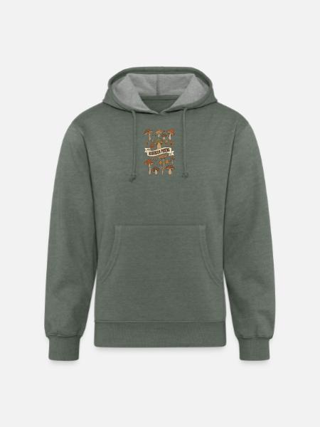 Mushroom Picking Harvest - Unisex Organic Hoodie - heather military green
