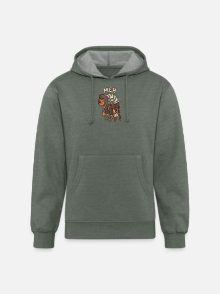 Meh Dog Striped Sweater - Unisex Organic Hoodie - heather military green