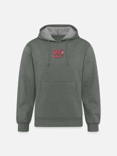 Stay Cool Ice Cream Groovy - Unisex Organic Hoodie - heather military green