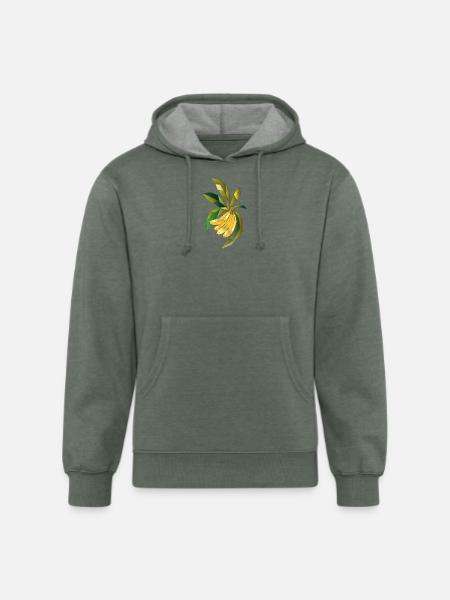 Geometric banana plant illustration - Unisex Organic Hoodie - heather military green