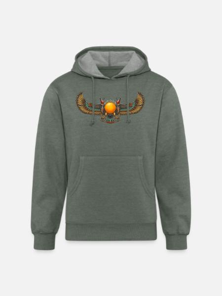 Solar Winged Emblem - Unisex Organic Hoodie - heather military green