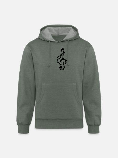 Elegant Tattoo Style Clef - Unisex Organic Hoodie - heather military green