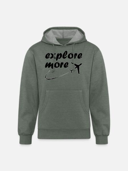 explore more - Unisex Organic Hoodie - heather military green