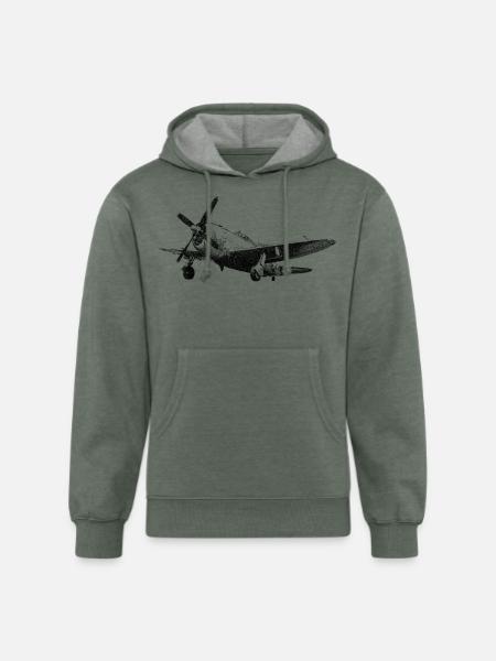 P-47 Thunderbolt - Unisex Organic Hoodie - heather military green