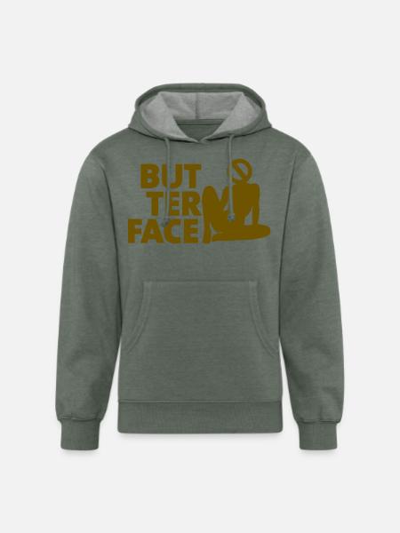 Butter Face - Unisex Organic Hoodie - heather military green