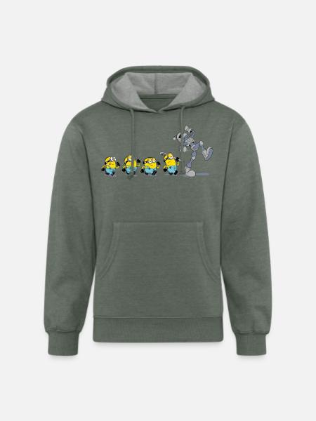 Minions In A Row With Robot - Unisex Organic Hoodie - heather military green