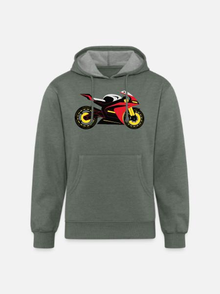 Crimson Vortex Streetbike - Unisex Organic Hoodie - heather military green