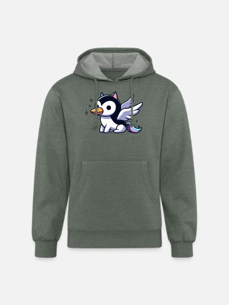 Pegasus Penguin - Unisex Organic Hoodie - heather military green