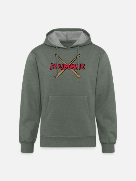 Drummer Crossed Drumsticks - Unisex Organic Hoodie - heather military green