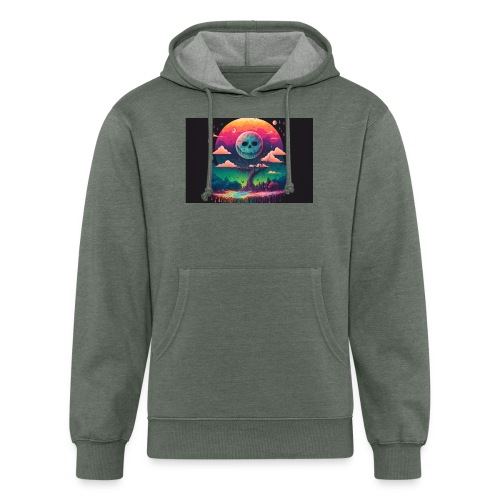 A Full Skull Moon Smiles Down On You - Psychedelic - Unisex Organic Hoodie