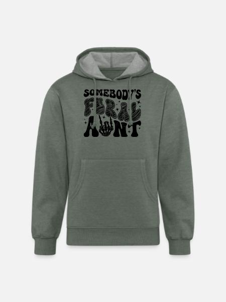Somebody's Feral Aunt - Unisex Organic Hoodie - heather military green