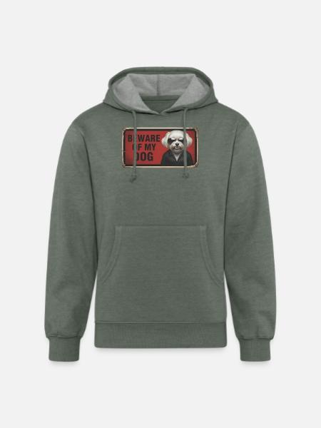 Beware of my dog - Unisex Organic Hoodie - heather military green