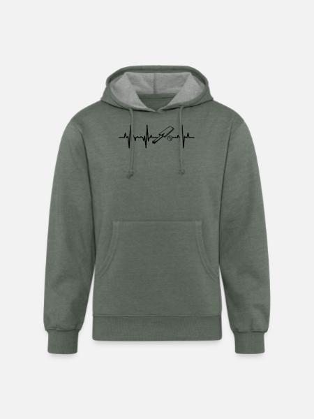 Cricket ECG Heartline - Unisex Organic Hoodie - heather military green