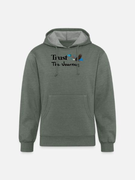 Soaring Eagle in Blue Sky - Unisex Organic Hoodie - heather military green