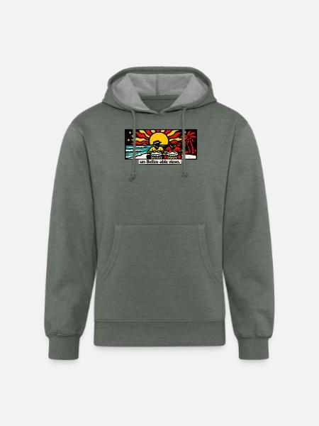 Un-Belize-able Views - Unisex Organic Hoodie - heather military green