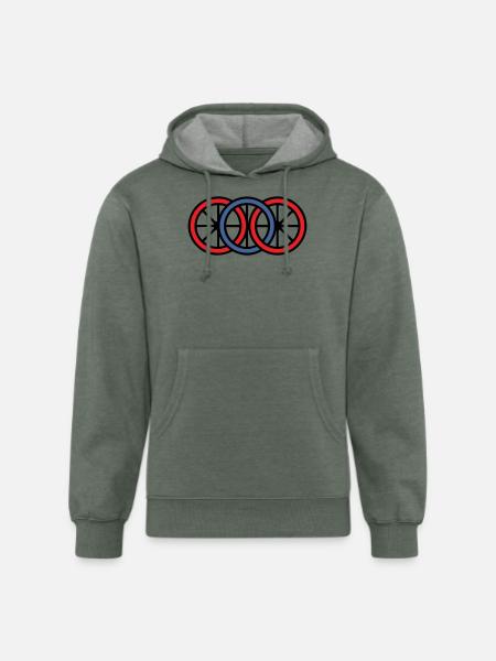 Bike Wheels Rings Logo - Unisex Organic Hoodie - heather military green