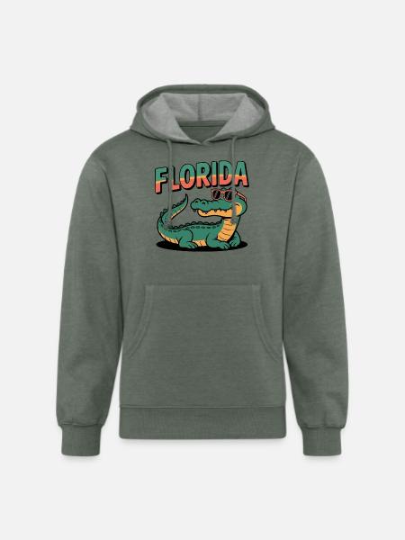 Florida Alligator - Unisex Organic Hoodie - heather military green