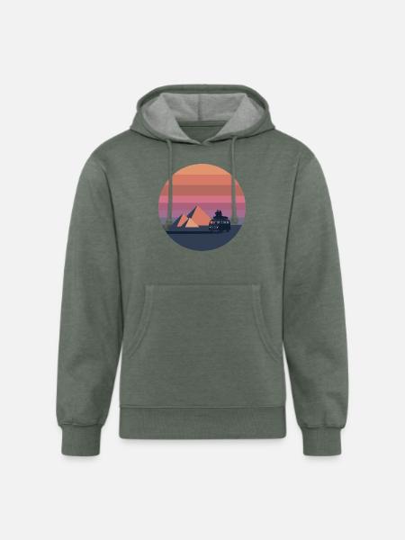 Volkswagen VW T2a Camper With Pyramids - Unisex Organic Hoodie - heather military green