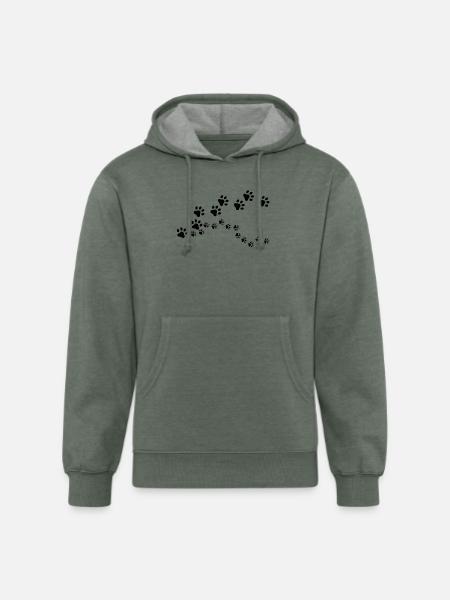 Pawprint Trail - Unisex Organic Hoodie - heather military green