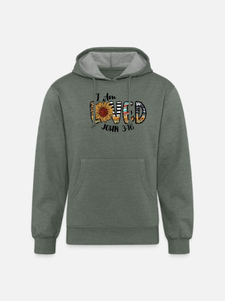 I Am Loved John - Unisex Organic Hoodie - heather military green