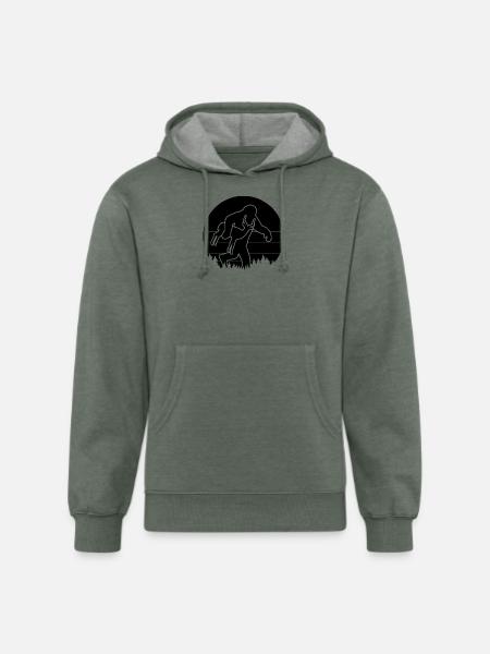 Bigfoot Carrying Antelope Funny - Unisex Organic Hoodie - heather military green