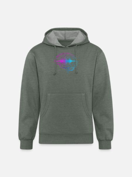 Neon Brain Wave Gradient - Unisex Organic Hoodie - heather military green